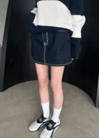 Space denim mini skirt